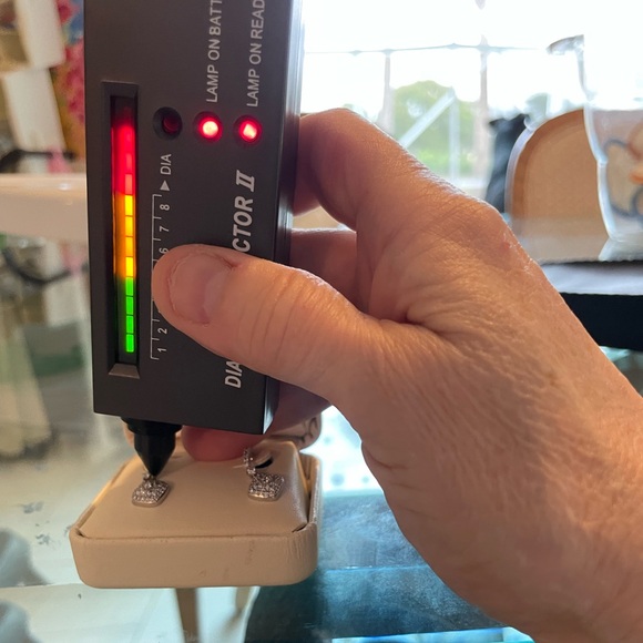 Macy's Silver and Diamond Drop Earrings - Picture 7 of 7